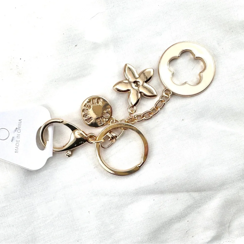 Unbranded keychain or purse charm. Gold and black. NEW.